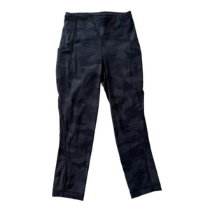 Lululemon Incognito Camo Fast Cropped Capri Workout Leggings Yoga Pants 4 Black